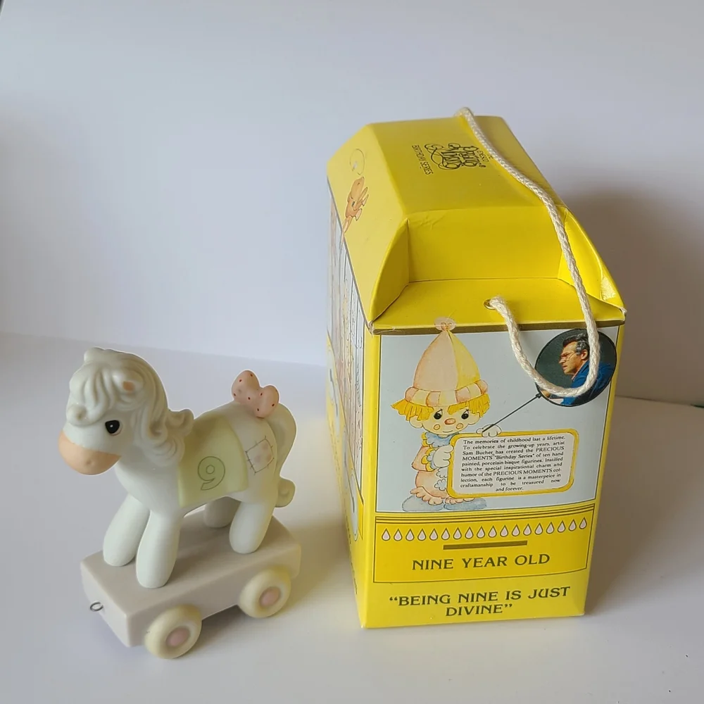Vintage Precious Moments Birthday Train 9 Year Old Horse Collectible Figurine - Picture 5 of 14